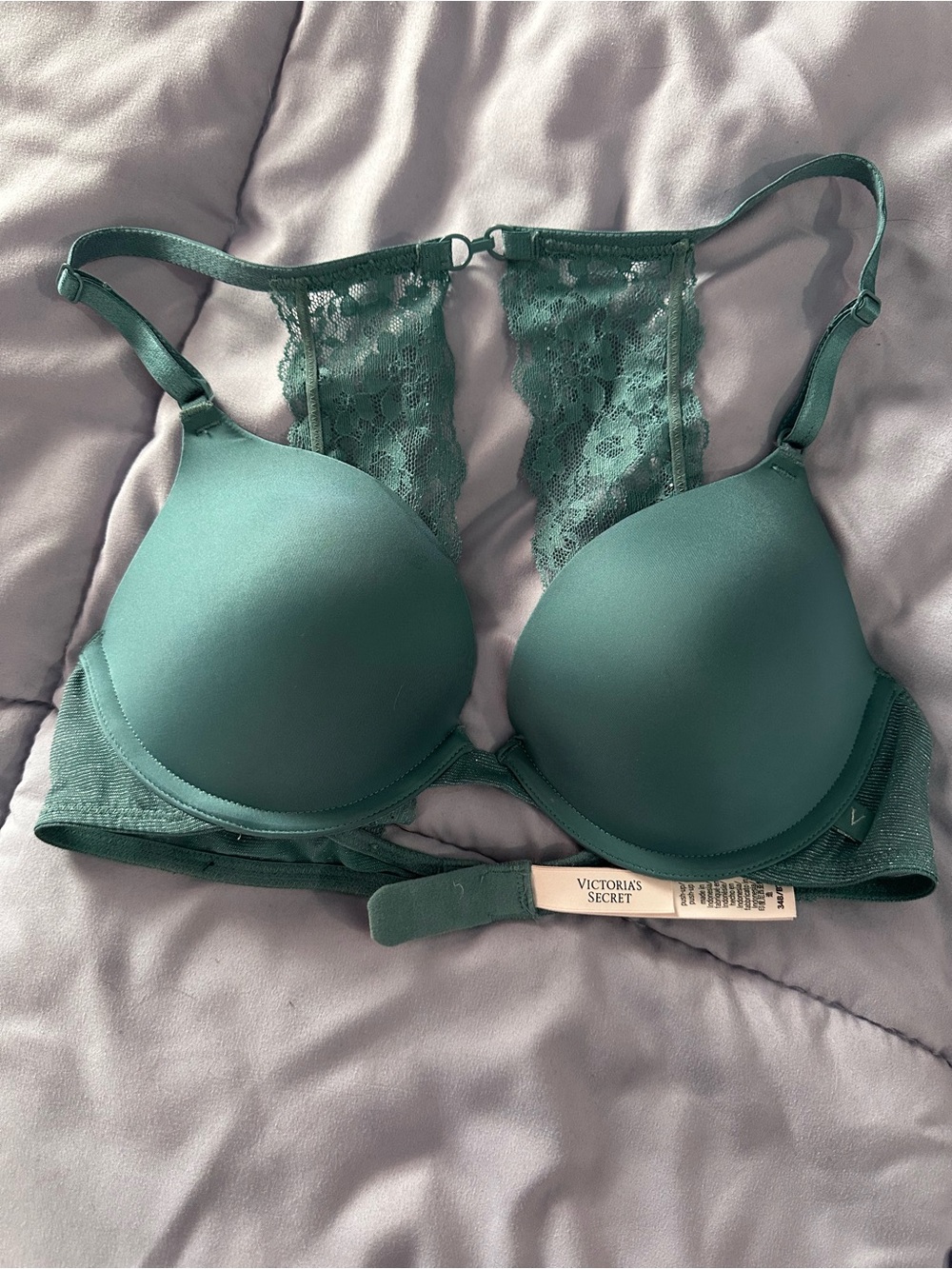 Victoria's Secret Emerald Green Lace-Back Push-Up Bra
